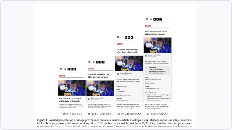 Study interface illustrating provenance information for digital news